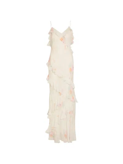 Loveshackfancy Rialto Floral-print Chiffon Maxi Slip Dress In White