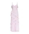 Loveshackfancy Rialto Asymmetric Ruffle Maxi Dress In Purple