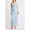 Loveshackfancy Rialto Ruffle Maxi Cocktail Dress In Blue