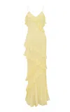 Loveshackfancy Rialto Ruffled Chiffon Maxi Dress In Yellow