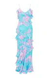 Loveshackfancy Rialto Ruffled Jacquard Maxi Dress In Blue