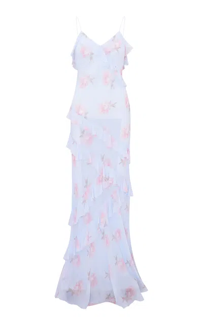 Loveshackfancy Rialto Ruffled Maxi Dress In Blue