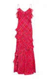 Loveshackfancy Rialto Ruffled Silk-blend Maxi Dress In Red