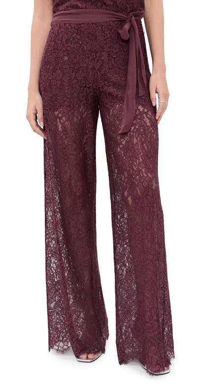 Loveshackfancy Riana Lace Pants Faded Merlot In Burgundy