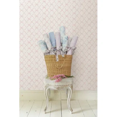 Loveshackfancy Ribbon Trellis 33' L X 20.5" W Wallpaper Roll In Pink