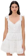 Loveshackfancy Rietta Lace Inset Cotton Button-up Minidress In White