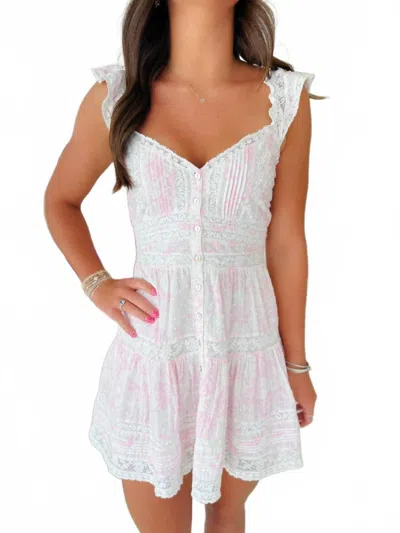 Loveshackfancy Rietta Mini Dress In Powder Pink In White