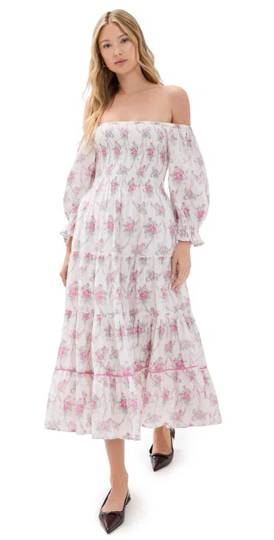 Loveshackfancy Rigby Dress Rose Picnic In White