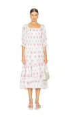 Loveshackfancy Rigby Floral Smocked Midi Dress In Rose Picnic