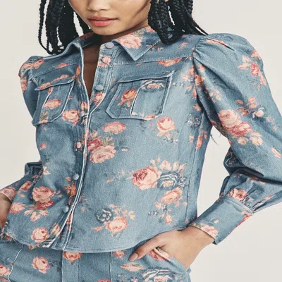 Loveshackfancy Ringley Top Faded Denim In Multi