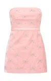 Loveshackfancy Rinwell Crystal-embellished Velvet Mini Dress In Pink