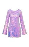 Loveshackfancy Risbo Paillette-sequined Mini Dress In Purple