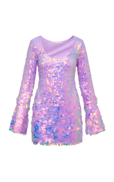 Loveshackfancy Risbo Paillette-sequined Mini Dress In Purple