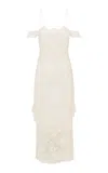Loveshackfancy Riville Off-the-shoulder Lace Midi Dress In Off-white