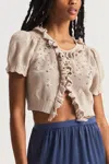 Loveshackfancy Rizina Crop Cardigan In Tan In Neutral