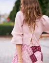 Loveshackfancy Robinson Cropped Cardigan Strawberry Neps In Pink