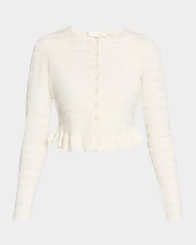 LOVESHACKFANCY ROGAN RUFFLE-HEM CARDIGAN