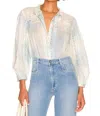 Loveshackfancy Ronda Top In Lily Pond Hand Dye In Blue
