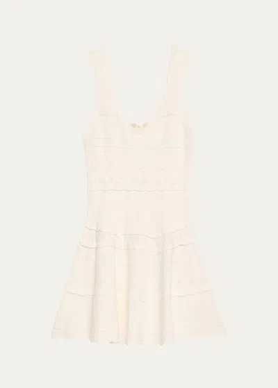 Loveshackfancy Ronelle Sleeveless Embroidered Scoop-neck Mini Dress In White