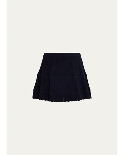 Loveshackfancy Rora Cable-knit Mini Skirt In Black
