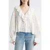 Loveshackfancy Rosabelle Lace Inset Clip Dot Button-up Shirt