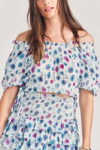 Loveshackfancy Rosalinda Crop Top In Deep Cotton Candy In Multi