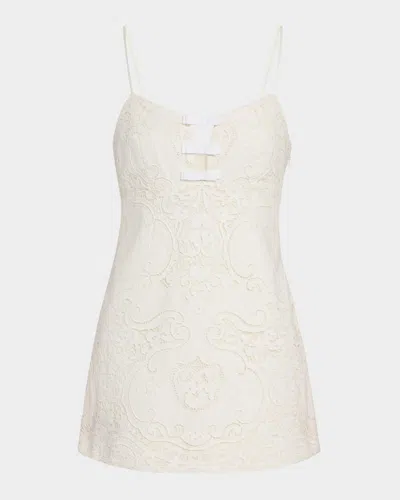 LOVESHACKFANCY ROSALISA EMBROIDERED COTTON MINI DRESS