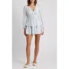 Loveshackfancy Rosamina Floral Long Sleeve Tiered Cotton Minidress In Blue