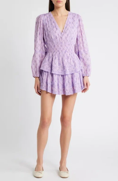 Loveshackfancy Rosamina Long Sleeve Cotton Minidress In Lilac Dream