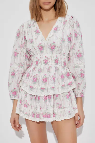 Loveshackfancy Rosamina Mini Dress In Rose Picnic