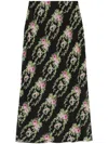 Loveshackfancy Rose-intarsia Midi Skirt In Black