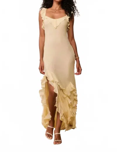 Loveshackfancy Roseline Chiffon Ruffle Maxi Dress In Butter Lemon In Neutral