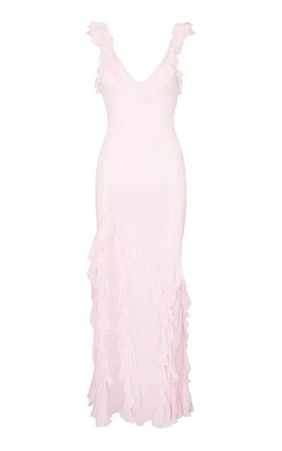 Loveshackfancy Roseline Ruffled Maxi Dress In Pink