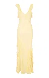 Loveshackfancy Roseline Ruffled Maxi Dress In Yellow