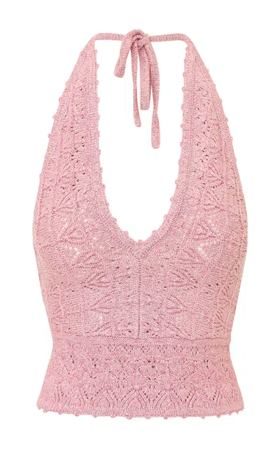 Loveshackfancy Roselith Crocheted Top In Pink