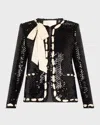 Loveshackfancy Rosina Sequined Jacket In Black