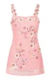 Loveshackfancy Rosmara Embellished Mini Dress In Pink