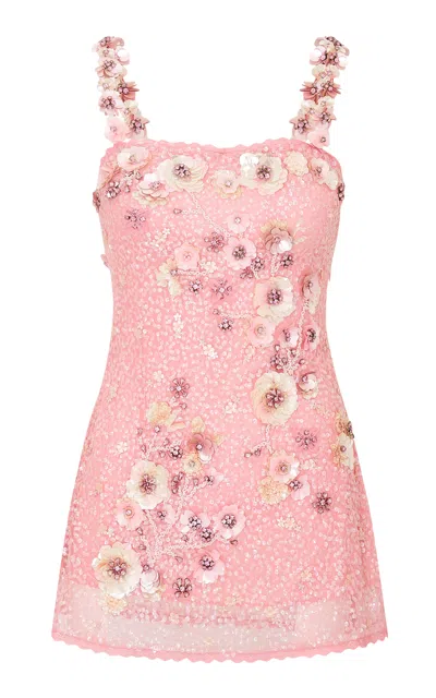 Loveshackfancy Rosmara Embellished Mini Dress In Pink