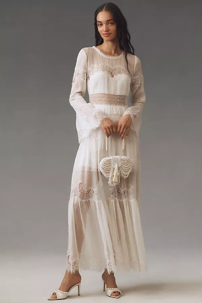 Loveshackfancy Rosney Long-sleeve Tiered Lace Maxi Dress In White