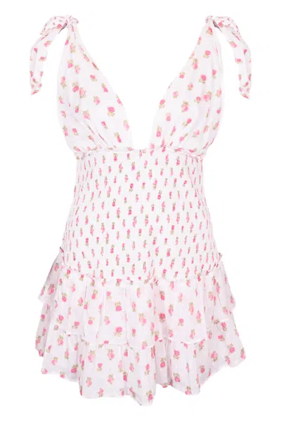 Loveshackfancy Rossi Dress Cerise Pink In White