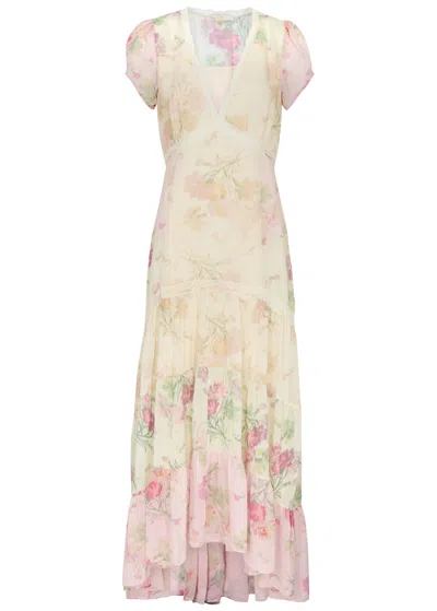 Loveshackfancy Women's Roupell Floral Tiered Maxi Dress In Garden Sunset
