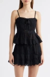 Loveshackfancy Rowina Lace Ruffle Hem Camisole In Black