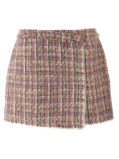 Loveshackfancy 'textured Edge' Mini Skirt In Pink