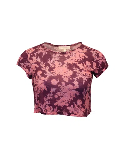 Loveshackfancy Rubin Floral Cropped Tee In Multicolor Viscose In Pink