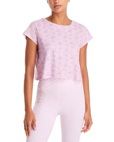 Loveshackfancy Rubin Printed Cotton Cropped Tee In Pink