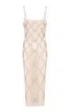 Loveshackfancy Rubyn Crystal Bow Midi Dress In Gold