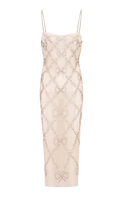Loveshackfancy Rubyn Crystal Bow Midi Dress