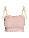 Loveshackfancy Corbin Smocked Crop Top In Pink