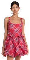Loveshackfancy Ruelle Bow-detailed Taffeta Mini Dress In Cherry Red