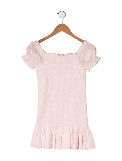 Pre-owned Loveshackfancy Kids' Ruffle Accent Short Sleeve Dress W/tags In Pink
